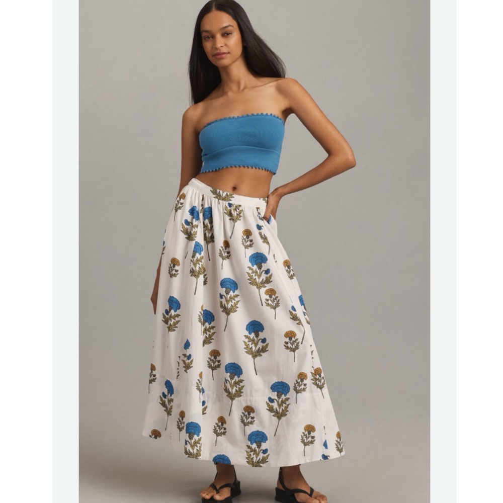 NWT Anthropologie The Jacie Poplin Printed Midi Skirt by Maeve L